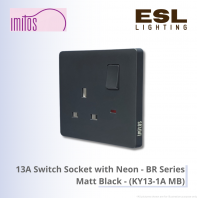 IMITOS 13A Switch Socket with Neon (BR Series) Matt Black - KY13-1A MB SIRIM IMITOS 13A Switch Socket with Neon (BR Series) Matt Black - KY13-1A MB SIRIM