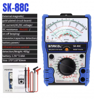 SNAKOL SK88C Professional Analog Multimeter with Protective Coating, DC Current 10A, Voltage Tester 2500V, Multi-Resistance Meter