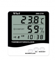 Vici 288-CTH Digital Thermo Hygro Meter, Clock/Date function, Max/Min temperature and humidity memory function