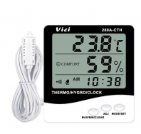 Vici 288A-CTH Digital Thermo Hygro Meter, Long distance, Clock/Date functions, Max/Min temperature humidity memory functions.