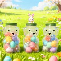 Teddy Bear shape Plastic Bottle Container with Lid Sweets Candy Drinks Bottle 15x7.5cm Teddy Bear shape Plastic Bottle Container with Lid Sweets Candy Drinks Bottle 15x7.5cm