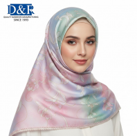 Jacquard Silk Cotton Denim Chiffon Satin Color Blocking Woven Pattern Breathable Skin-Friendly Winter Ethnic Hijab Scarf Premium