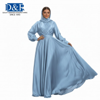 Elegant Plus Size Dresses Women Muslim Ankle Length Long Sleeve Breathable Four-Way Stretch Silk Non-Slip Under-scarf