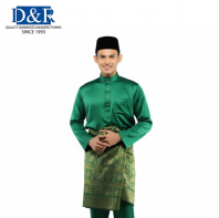Men Modest Polyester Silk Feel Baju Melayu Traditional Muslim Wear Islamic Wedding Formal Malay Apparel