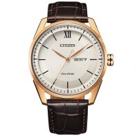 Citizen Eco-Drive AW0082-19A Brown Strap Rose Gold Case Man Watch