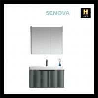 Senova PVC Cabinet Gilded Stone Basin LED Mirror Cabinet Set SVGT3700