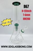 SHISHA BONG/GLASS BONG/WATER PIPE/HOOKAH BONG B67-A (GREEN) (FULL SET+ADD ON))