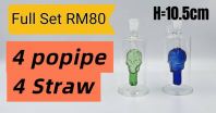 KB128 (GLASS BONG) FULL SET RM80 (4= Popipe) (4= Straw)