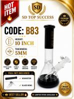 SHISHA BONG/GLASS BONG/WATER PIPE/MINI BONG/HOOKAH BONG/GLASS PIPE (FULL SET INCLUDED DOWNSTEM & GLASS BOWL) B83 (BLACK)
