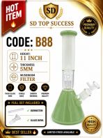 SHISHA BONG/GLASS BONG/WATER PIPE/MINI BONG/HOOKAH BONG/GLASS PIPE (FULL SET INCLUDED DOWNSTEM & GLASS BOWL) B88 (GREEN)