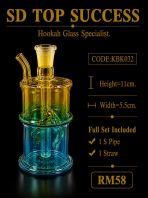 KBK032 (Yellow Green Blue) Kicap Bong Set   11cm Portable Water Pipe with 1 Pipe & 1 Straw Accessories