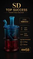 KBK033 (Blue Red) Kicap Bong Set   11cm Portable Water Pipe with 1 Pipe & 1 Straw Accessories