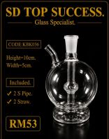 KBK036 Transparent Kicap Bong Set   Portable Water Pipe with Pipe & Straw Accessories  Compact Clear Design