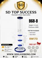 SHISHA BONG/GLASS BONG/WATER PIPE/HOOKAH BONG B68-B (BLUE) (FREE GIFT)