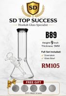 SHISHA BONG/GLASS BONG/WATER PIPE/MINI BONG/HOOKAH BONG/GLASS PIPE (FULL SET INCLUDED DOWNSTEM & GLASS BOWL) B89 (BLACK)