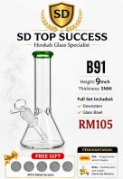 SHISHA BONG/GLASS BONG/WATER PIPE/MINI BONG/HOOKAH BONG/GLASS PIPE (FULL SET INCLUDED DOWNSTEM & GLASS BOWL) B91 (GREEN)