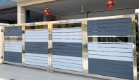 Stylish Folding Track Stainless Steel Frame and Aluminum Panel Auto Gate Designs Kuala Lumpur | Malaysia  