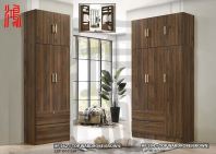 HF 594 & HF 562 - Wardrobe with Drawer and Top Storage (Walnut)