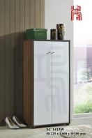 HF 1415W Shoe Cabinet (Walnut + White)