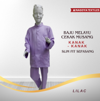 Baju Melayu Cekak Musang Slim Fit Sepasang Kanak Kanak (CMSPK) Lilac