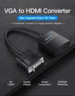 VENTION VGA TO HDMI CONVERTER WITH FEMALE MICRO USB & AUDIO PORT - 0.15M
