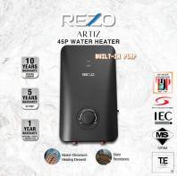 REZO ARTIZ Water Heater 45P | Matt Black | Built-in Pump