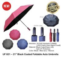 UF821 -- 21�� Black Coated Foldable Auto Umbrella