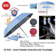 UF825 -- Auto Foldable Umbrella with Torchlight