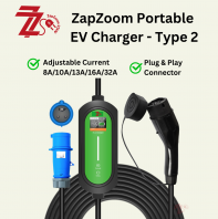 ZAPZOOM PORTABLE EV CHARGER - TYPE 2 WITH 1 YEAR WARRANTY