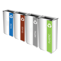 41L Rectangular Stainless Steel Recycle Bin With Open Top (4-IN-1)