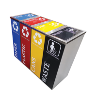 31L Rectangular Stainless Steel Recycle Bin With Flip Top (4-IN-1) - CE4