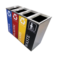 41L Rectangular Stainless Steel Recycle Bin With Open Top (4-IN-1) - CE4