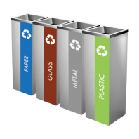 38L Square Stainless Steel Recycle Bin With Open Top (4-IN-1)