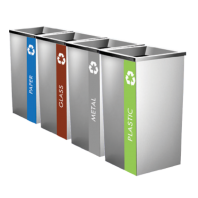 88L Square Stainless Steel Recycle Bin With Open Top (4-IN-1)