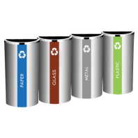 58L Semi Round Stainless Steel Recycle Bin With Open Top (4-IN-1)
