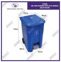 (7254) 88L STEP DUSTBIN WITH LID & WHEELS (BLUE COLOR)