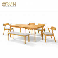 PACO Dining Set - 6 Seater Wooden Dining Table Set