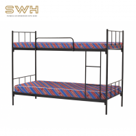 Double Decker Metal Bed Frame + Single Size Mattress ( HD Foam + SH-D Black ) | JTK Standard Bed and Mattress