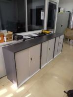 Steel Sliding Door Half Height Cabinet | Office Storage & Filing Cabinet | Kabinet Besi Rendah untuk Kegunaan Pejabat & Stor | Heavy Duty Steel Office Furniture Supplier Malaysia