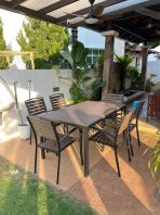 Outdoor Dining Table & Chair Set (WPC + Steel)   Set Meja & Kerusi Luaran Tahan Cuaca, Kukuh & Bergaya  Ideal for Garden, Patio, Balcony, Cafe & Outdoor Dining Area  Pembekal Perabot Outdoor Malaysia (Penang, KL, Selangor & Nationwide)