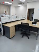 L-Shape Office Workstation Table   Budget Series Modular Office Furniture with Storage Pedestal  Meja Pejabat Bentuk L Tahan Lasak & Jimat Kos  Suitable for Staff Workstation, Corporate Office, Call Centre & Commercial Workspace  Office Furniture Supplier Malaysia (KL, Selangor, Penang & Nationwide)