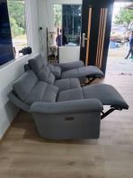 Affordable 3 Seater Electric Recliner Sofa Malaysia   Standard Electric Motor Recliner  Water Repellent Fabric  Pet Friendly & Easy Clean  Modern Home Theater Sofa  Best Budget Recliner Sofa in Penang