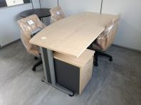 Executive Manager Room Office Table Set   Modern Curve Front Manager Desk with Executive Chair & Visitor Chairs  Commercial Grade Corporate Office Furniture  Suitable for Manager Room, Director Office & Private Workspace  Office Furniture Supplier Malaysia (Penang, KL, Selangor & Nationwide)