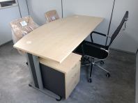 Executive Manager Room Office Table Set   Modern Curve Front Manager Desk with Executive Chair & Visitor Chairs  Commercial Grade Corporate Office Furniture  Suitable for Manager Room, Director Office & Private Workspace  Office Furniture Supplier Malaysia (Penang, KL, Selangor & Nationwide)