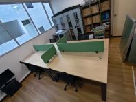 4 Pax Office Workstation Table with Partition   4 Seater Office Workspace Desk  Modern Open Office Workstation with Privacy Panel  Complete Set with Office Chairs  Office Furniture Supplier Malaysia (KL, Selangor, Penang & Nationwide)
