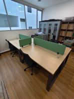 4 Pax Office Workstation Table with Partition   4 Seater Office Workspace Desk  Modern Open Office Workstation with Privacy Panel  Complete Set with Office Chairs  Office Furniture Supplier Malaysia (KL, Selangor, Penang & Nationwide)