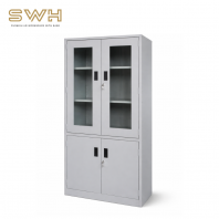 Full Height Steel Cupboard with Glass & Steel Swinging Doors ( SCM-0008 )