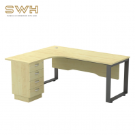 SQWL 4D L Shape Office Table With Front Wooden Panel | Office Furniture