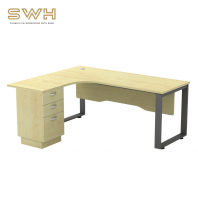 SQWL 3D L Shape Office Table With Front Wooden Panel | Office Furniture