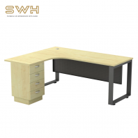 SQML 4D L Shape Office Table With Front Metal Panel | Office Furniture